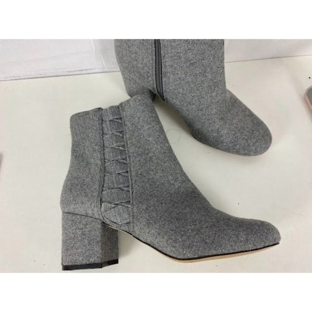Nine West Gray Wool Dress Fabric Zip Ankle Boots Women's 9.5 - Picture 5 of 10